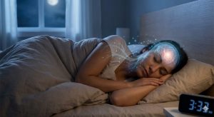 Person in deep restorative sleep illustrating the activation of the glymphatic system to clear waste from the brain.